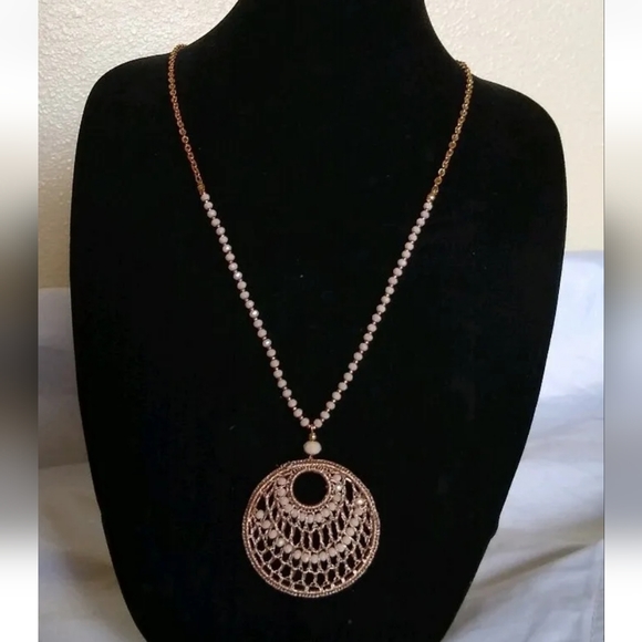 A New Day™ Women's Wrapped With Beaded Detail Pendant Gold Toned Necklace. - Picture 5 of 5